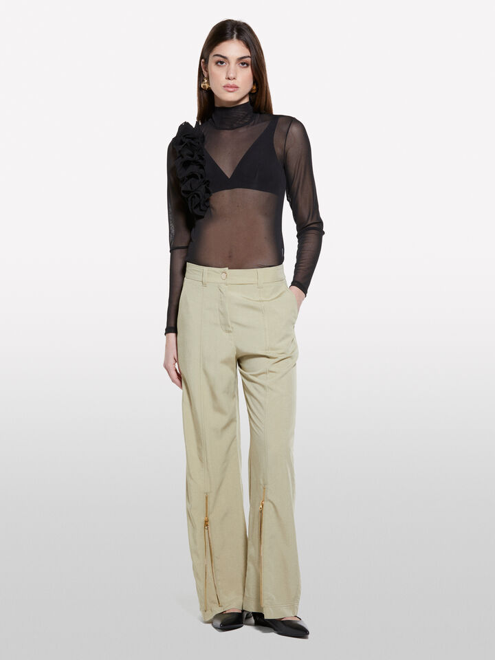 Military palazzo trousers with zipper - women's palazzo trousers - Military Green | Sisley image number 1